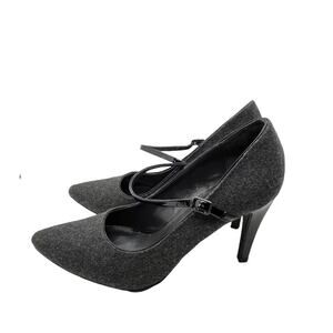Dana Buchman High Heel Shoes Women 8.5 Gray Fabric Vegan Mary Jane 40s Vibe